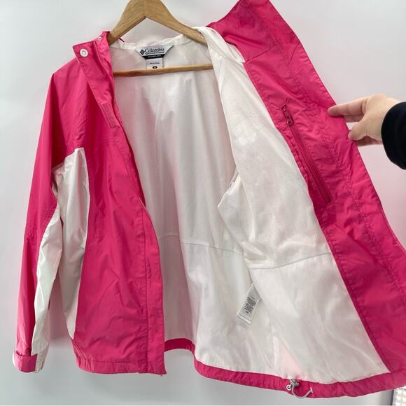 Columbia Omni Tech Fully Sealed Pink White Zip Up Lightweight Jacket Size 1X - Picture 8 of 11